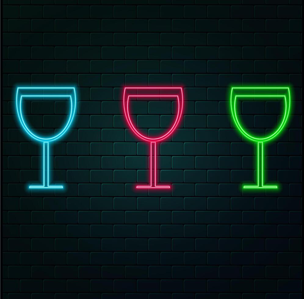 Glow shot with Mexican tequila. Traditional ethnic alcoholic drink. Neon Light Poster, Flyer, Banner, Signboard. Brick Wall. 3d Illustration.. vector