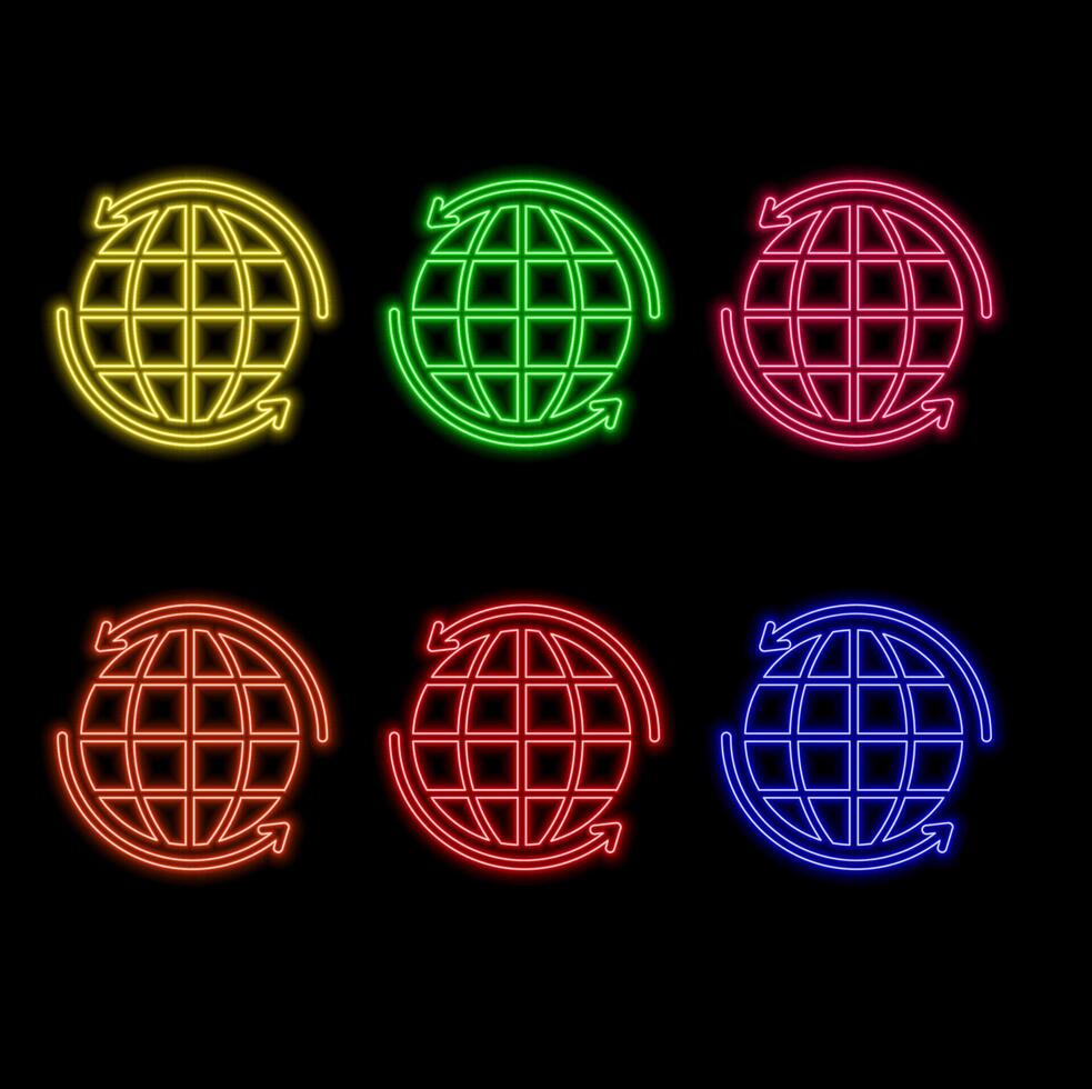 collection of neon map pins on the wall background.. vector