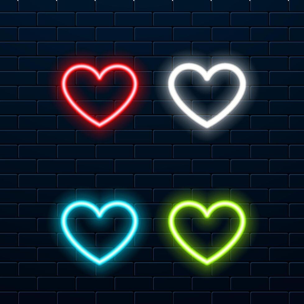 Neon heart background. red color. vector
