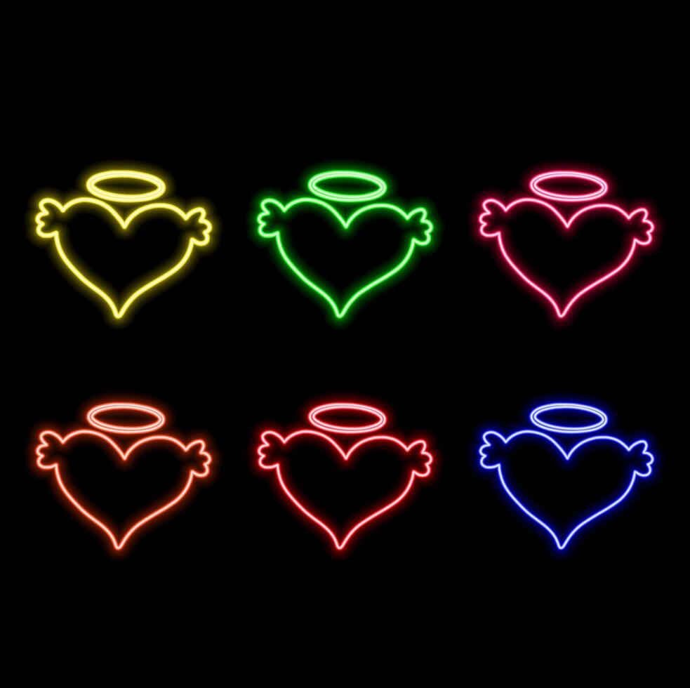 Light neon moving around the heart symbol. black background, 4k. blue. vector