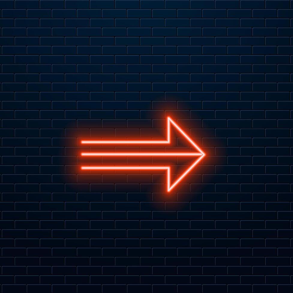 A set of neon arrows. Modern contour luminous pointer.. vector
