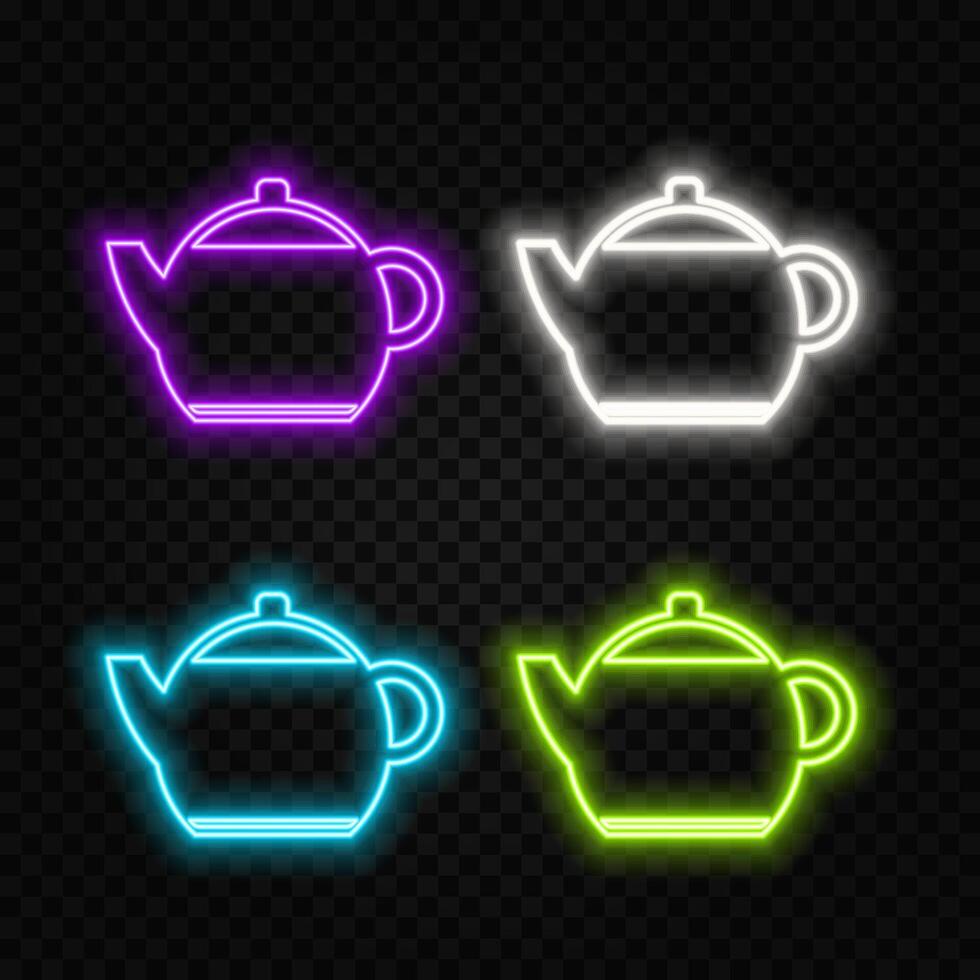 Neon coffee cup icon. Glowing neon tea cup with heart sign, outline mug symbol and silhouette in vivid colors. Hot drink with aroma, cappuccino, espresso, latte. icon set, sign. vector