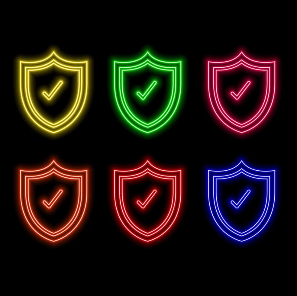 Cyber security concept in digital art. icon neon. vector