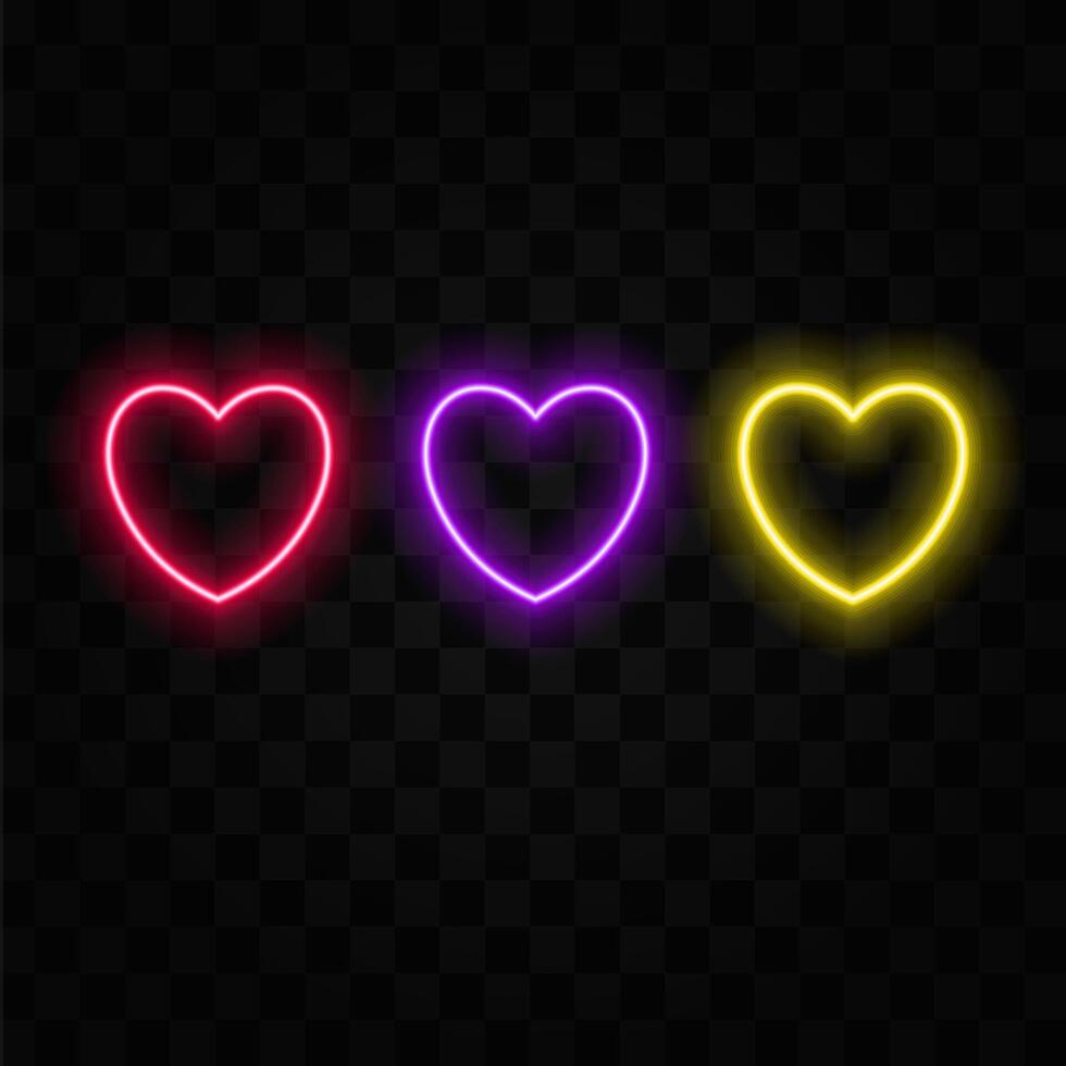 Pink neon heart with dark background vector