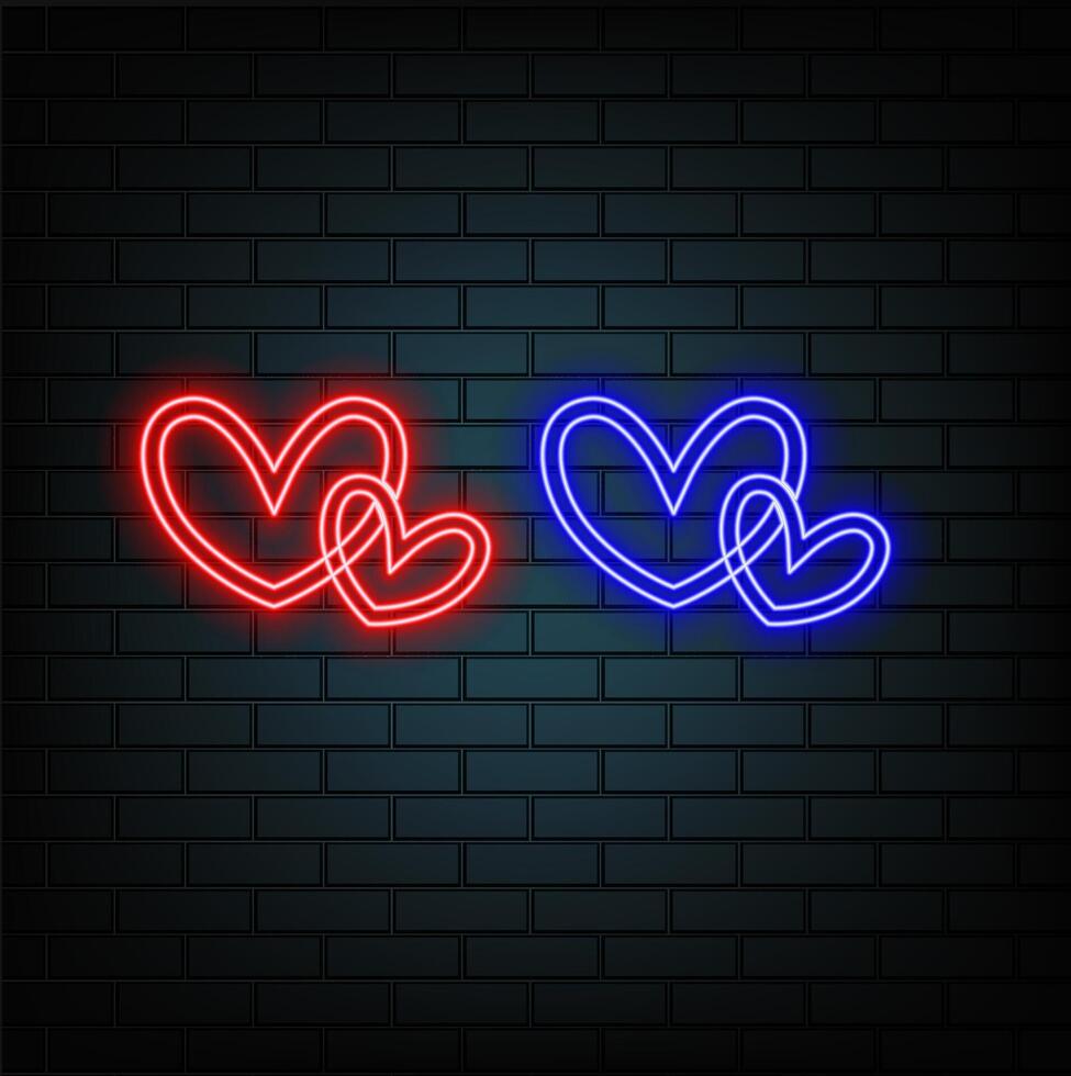 red neon heart shape on purple background. vector