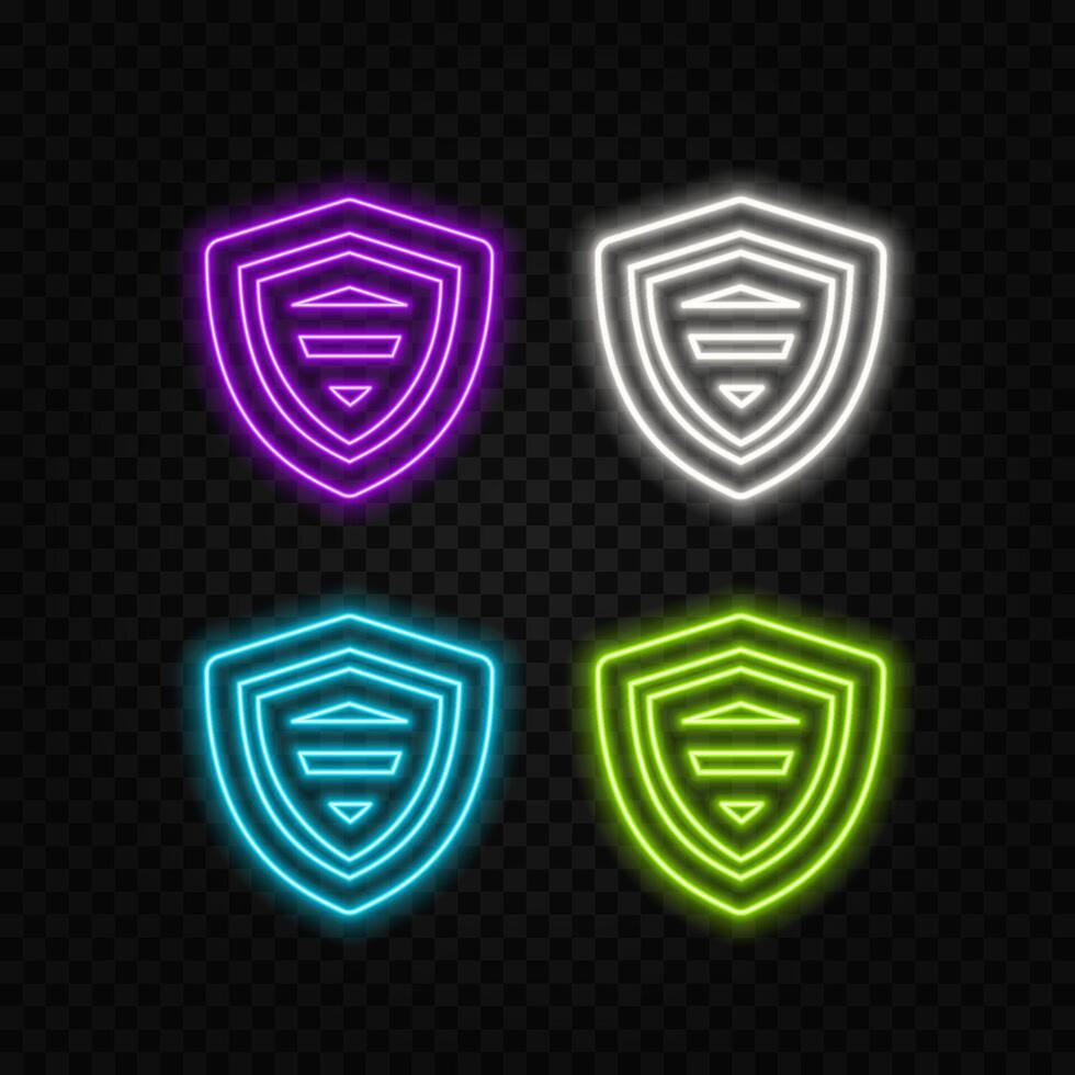 Modern realistic dark blue shield light with motion light line neon vector