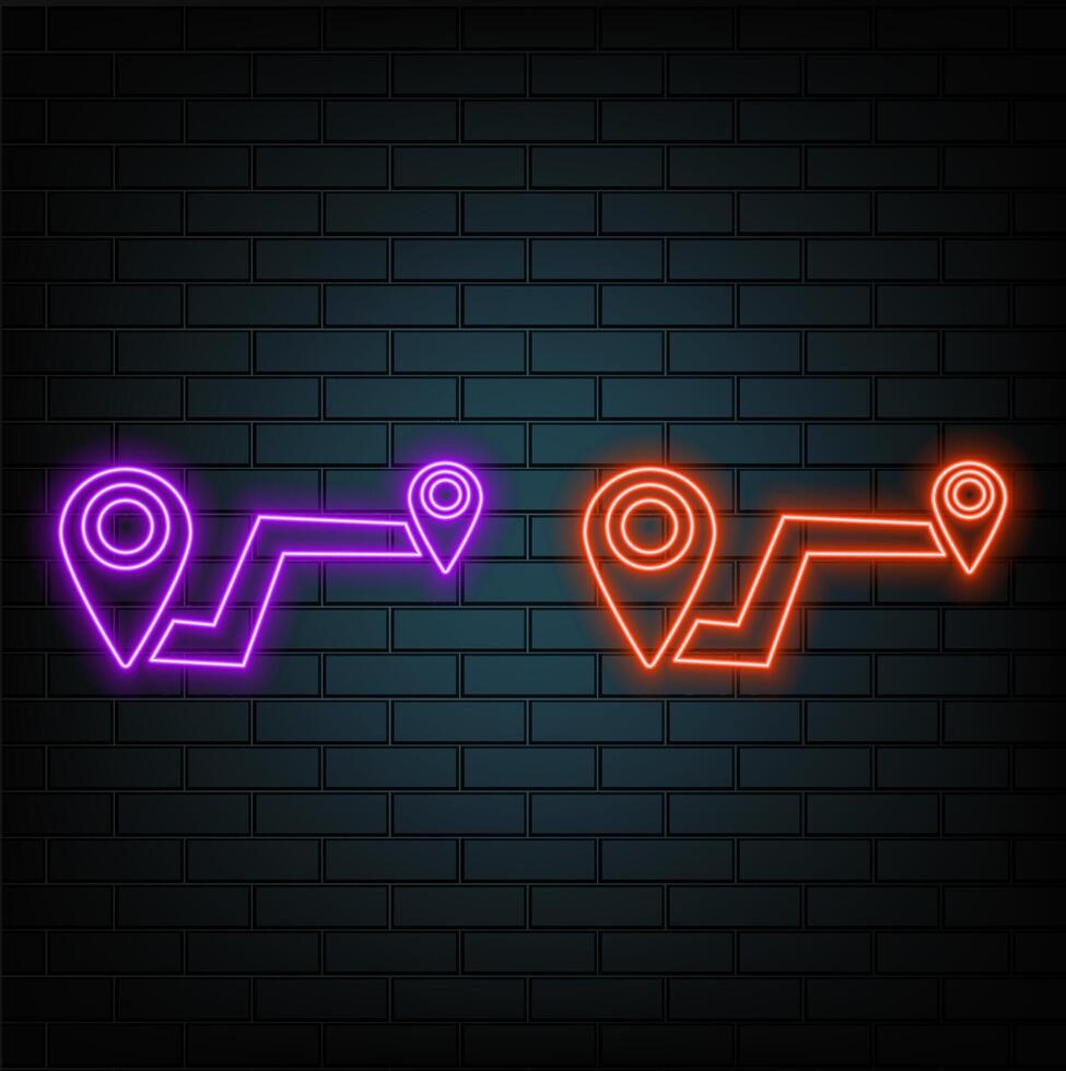 glowing map pin, location symbol neon animation on black background vector