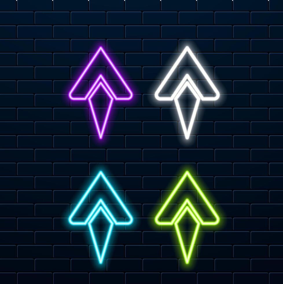 Neon Arrows Set. green color. vector