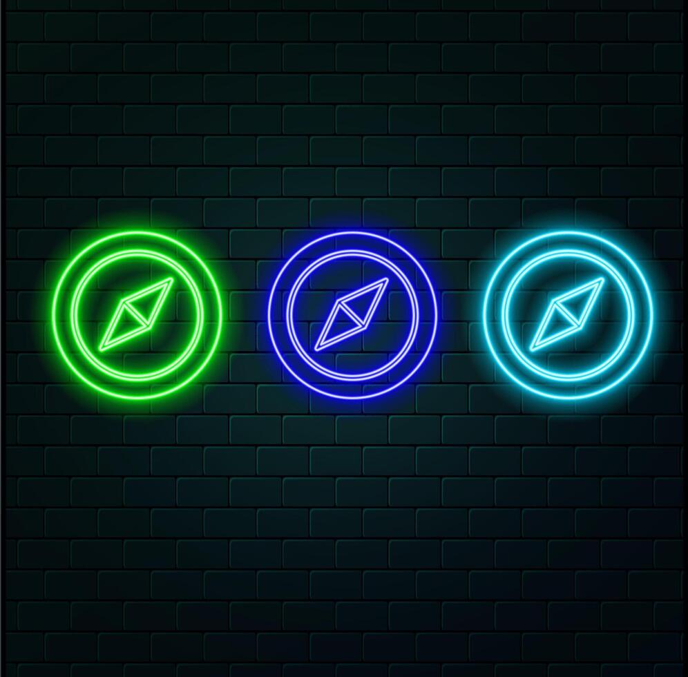 A web banner with a neon GPS location pin on a blue background.style neon. vector