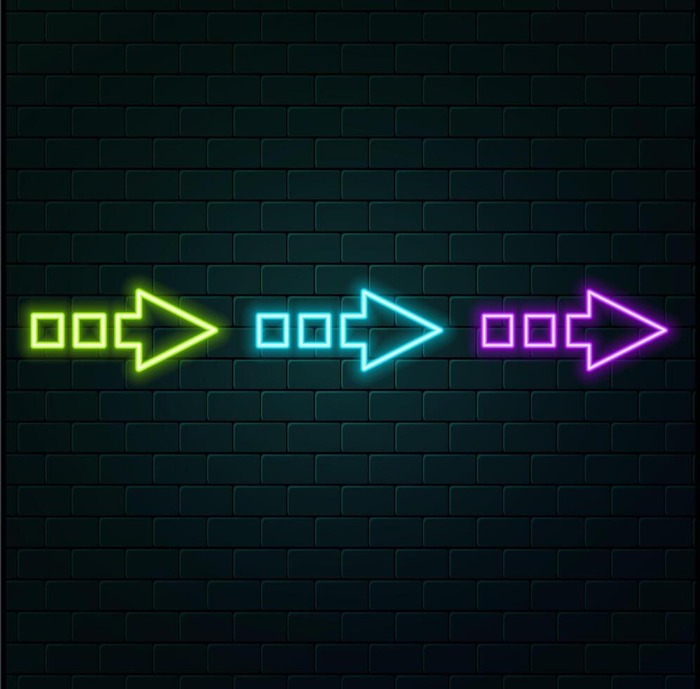 3d render, abstract minimalist geometric background. Colorful neon arrows approach each other, linear sign vector