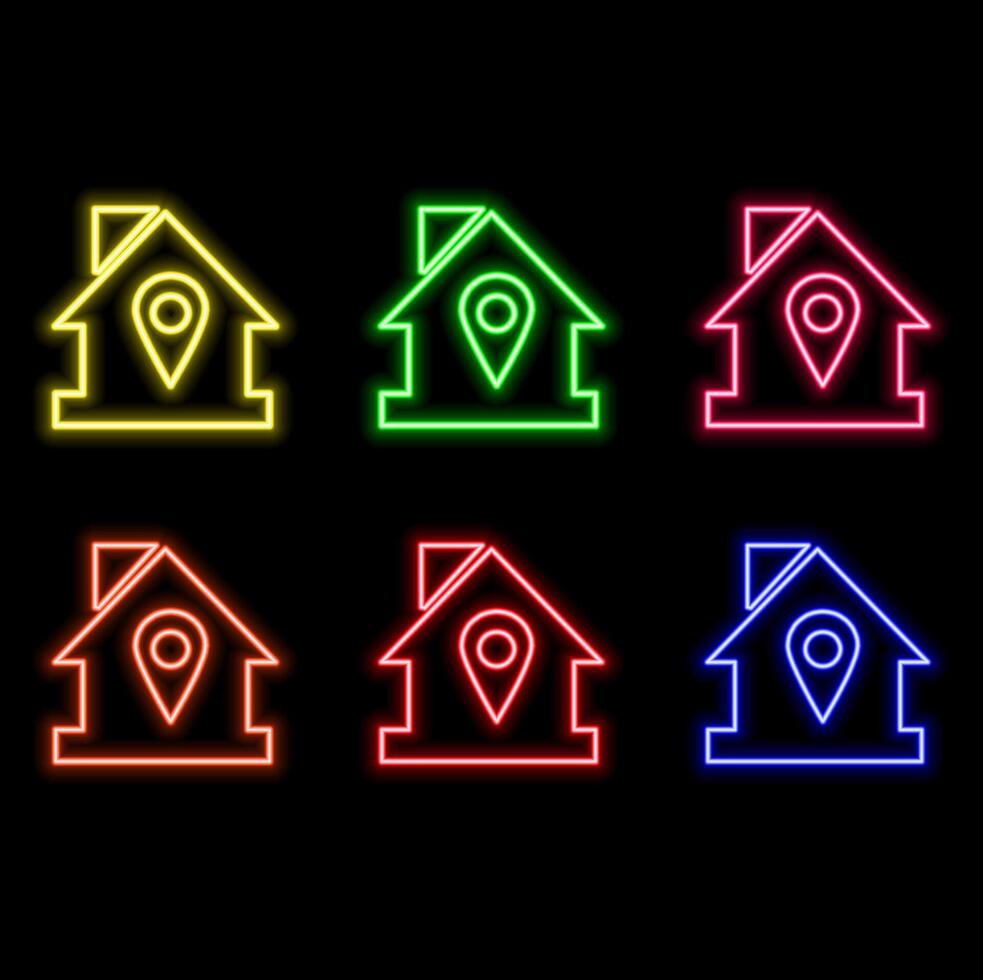 Abstract neon location icon illustration.. vector