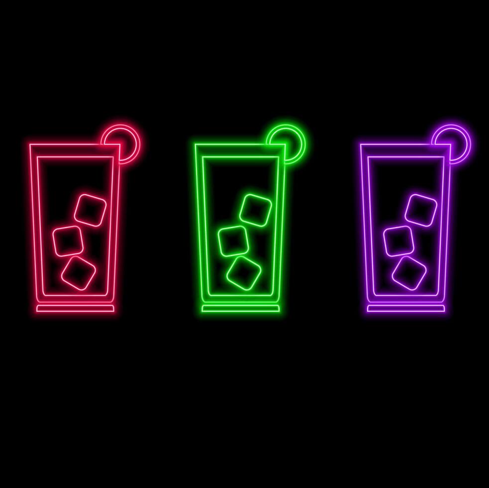 Tea in glass in neon style vector