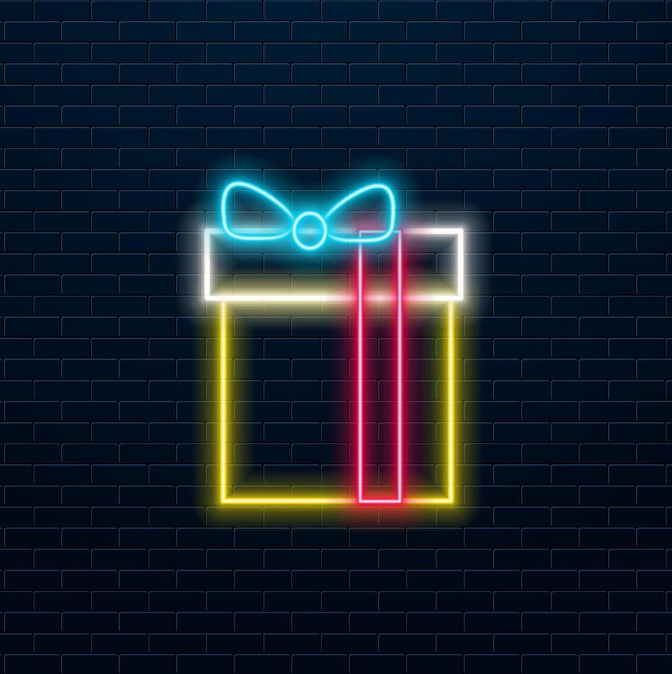 Futuristic Luminescent Gift Box with Polygonal Crystals on a Celestial Night Sky Background Celebratory Concept in Digital Art. business wireframe concept. vector