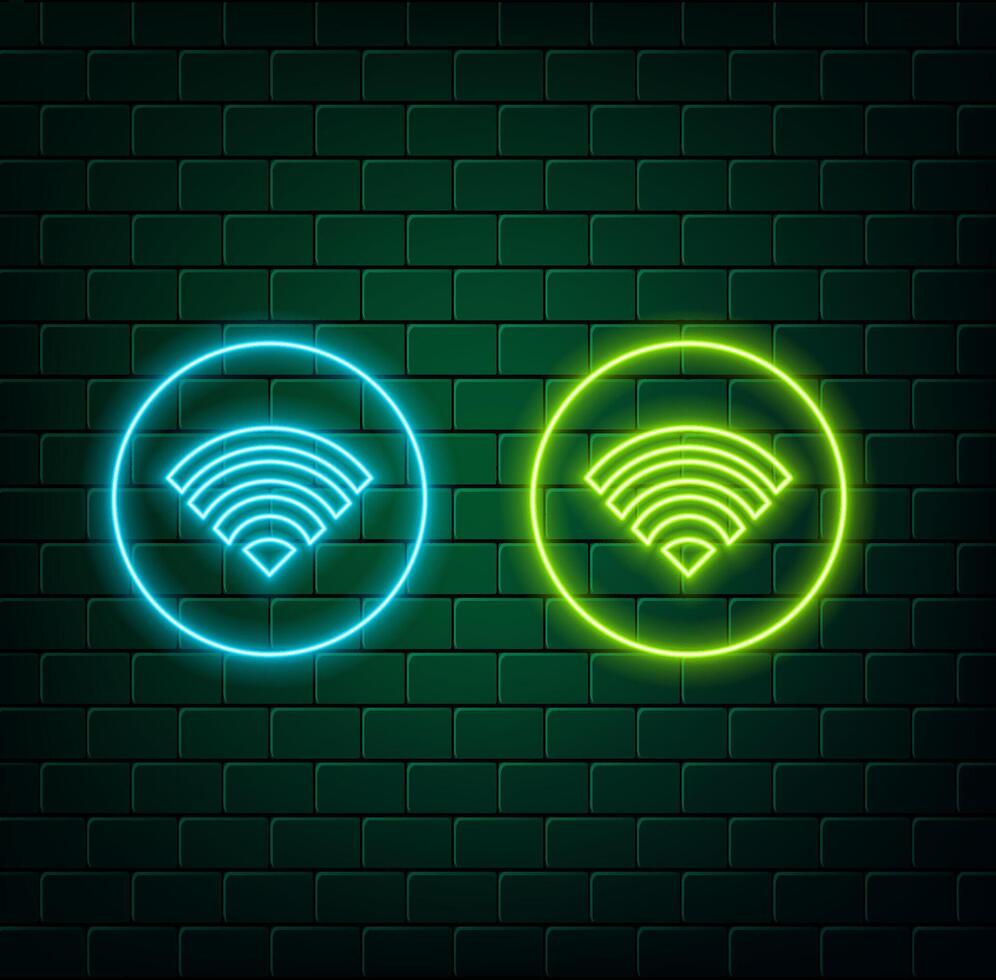 Laptop computer and wi-fi neon text vector