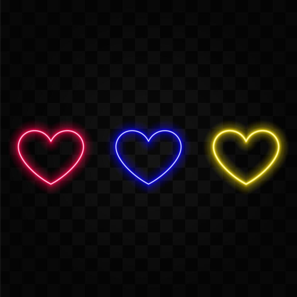 Glowing pink neon couple hearts banner with text space vector