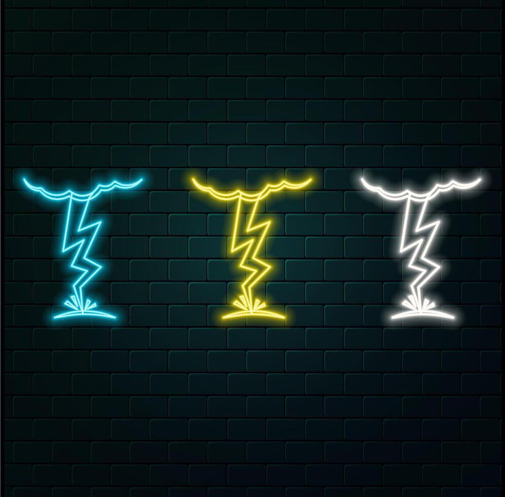 A glowing neon Electric Lightning bolt Sign. illustration. vector