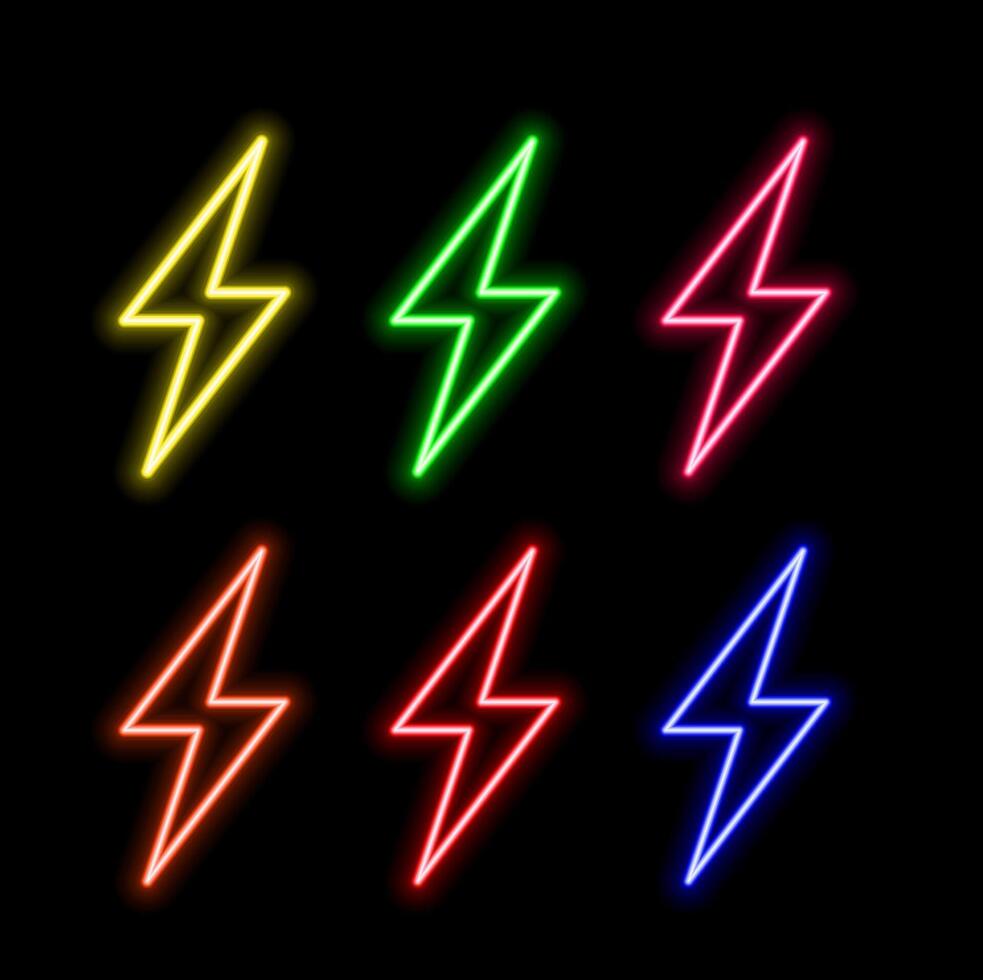 Lightning bolt neon sign. Neon lightning, thunder and electricity. style neon. vector