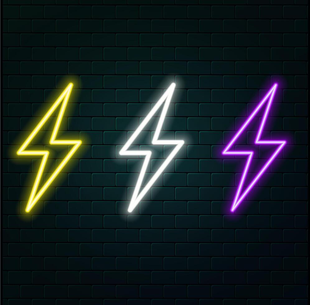 3d illustration. Neon lightning sign levin symbol hologram led laser vector
