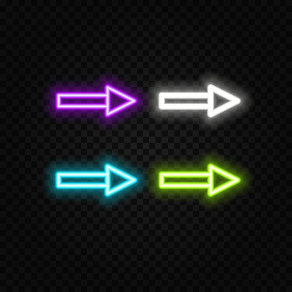 neon arrows directions electric glowing hd. green color. vector