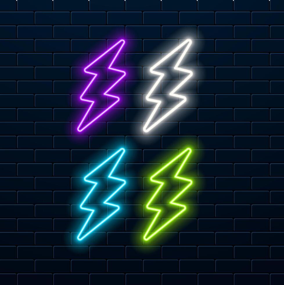 Lightning Bolt Icon Neon Style vector