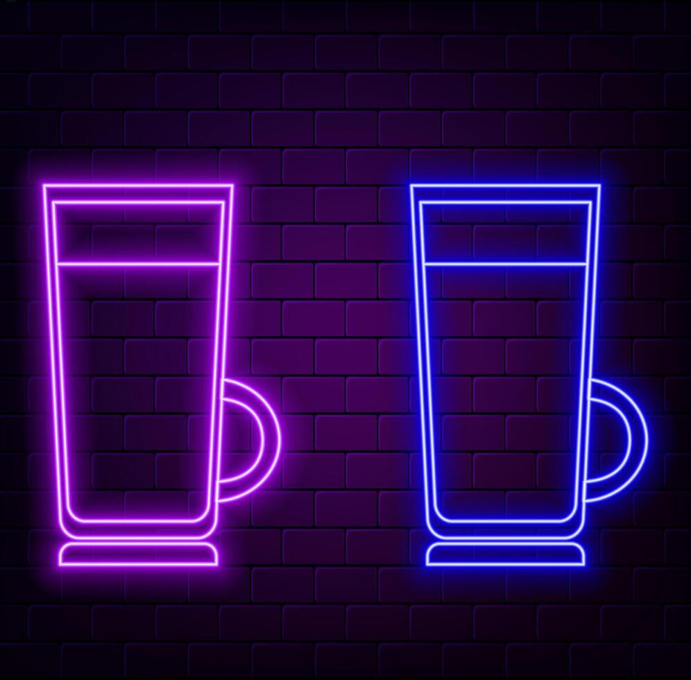 Glowing neon line Cocktail icon isolated on black background. vector