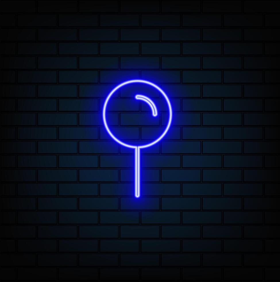 Pin neon style icon Simple thin line outline of web icons for ui and ux website or mobile application isolated on brick wall vector