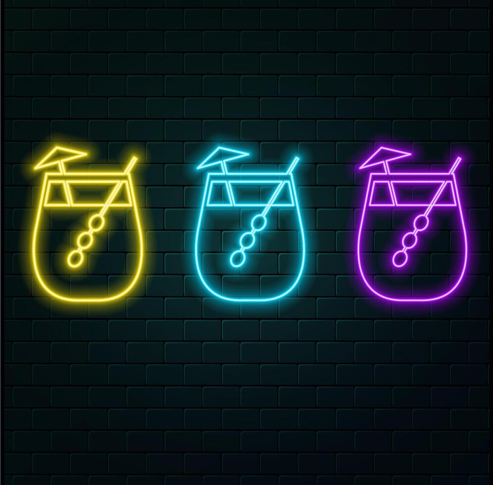 Neon food symbols isolated on black... vector