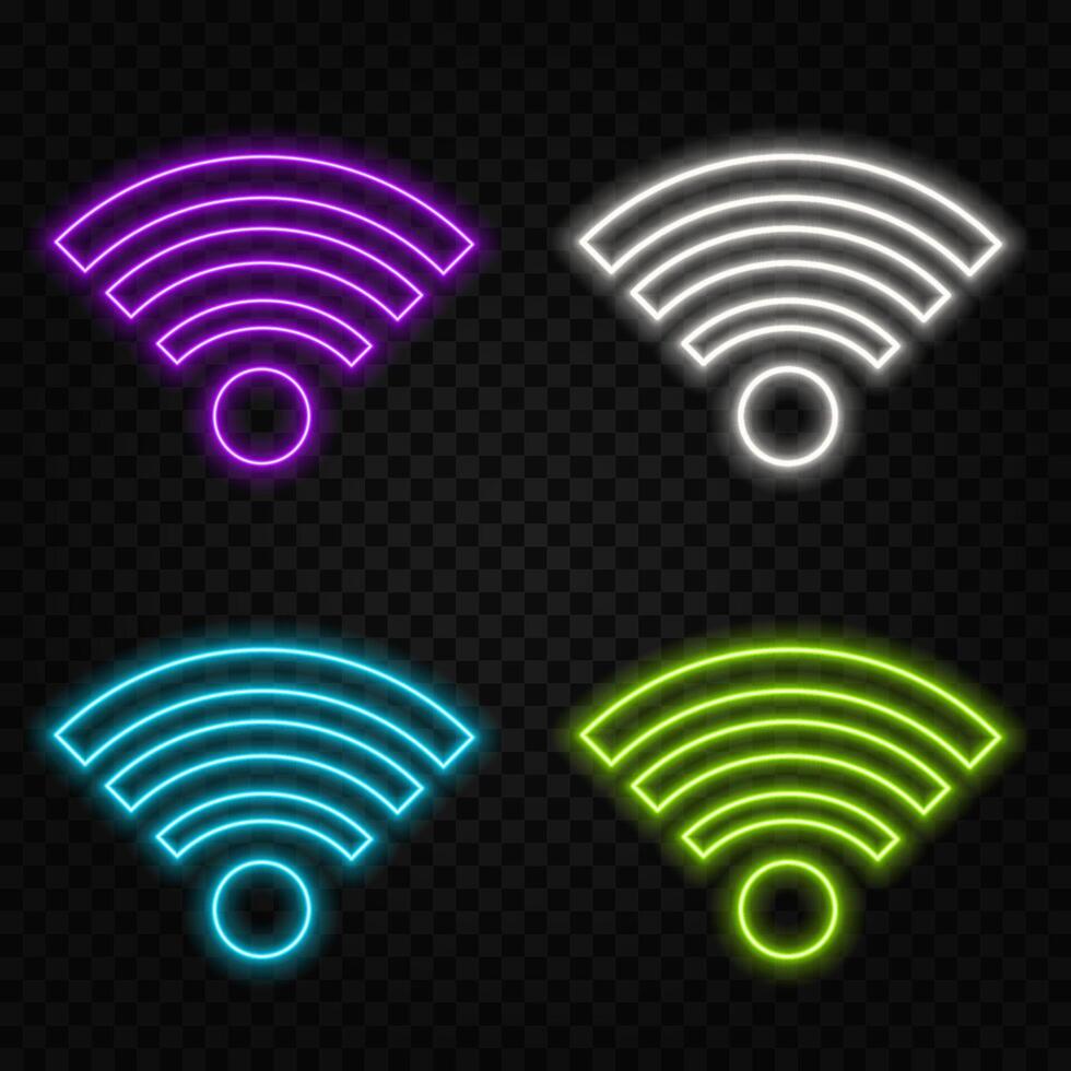 Wi Fi symbol, wireless networking digital hi tech innovation concept, free internet zone and hotspot, futuristic technology with blue neon glow in the smoke, business background. vector