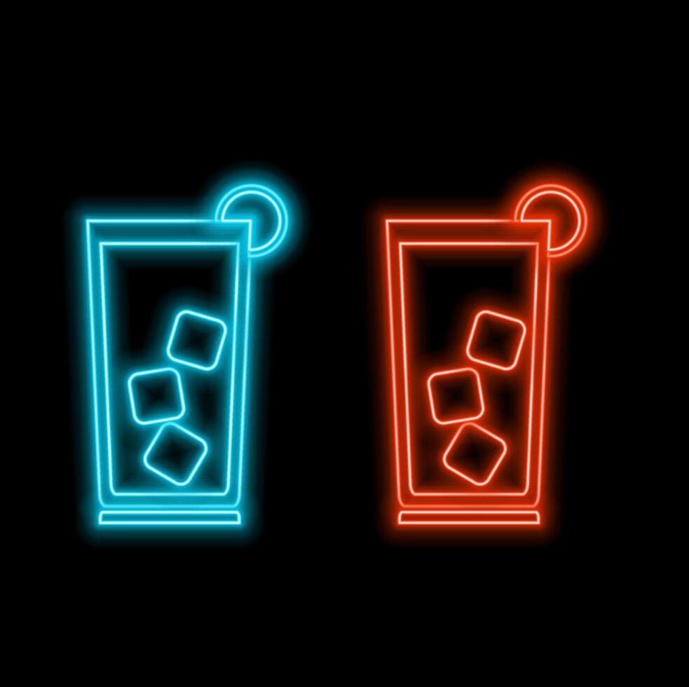 Neon icon of umbrella cocktail vector