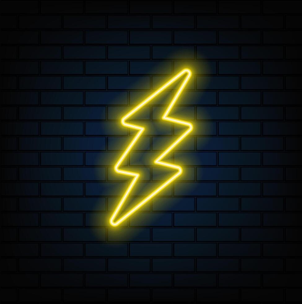 A set of neon lightning icons in different colors vector
