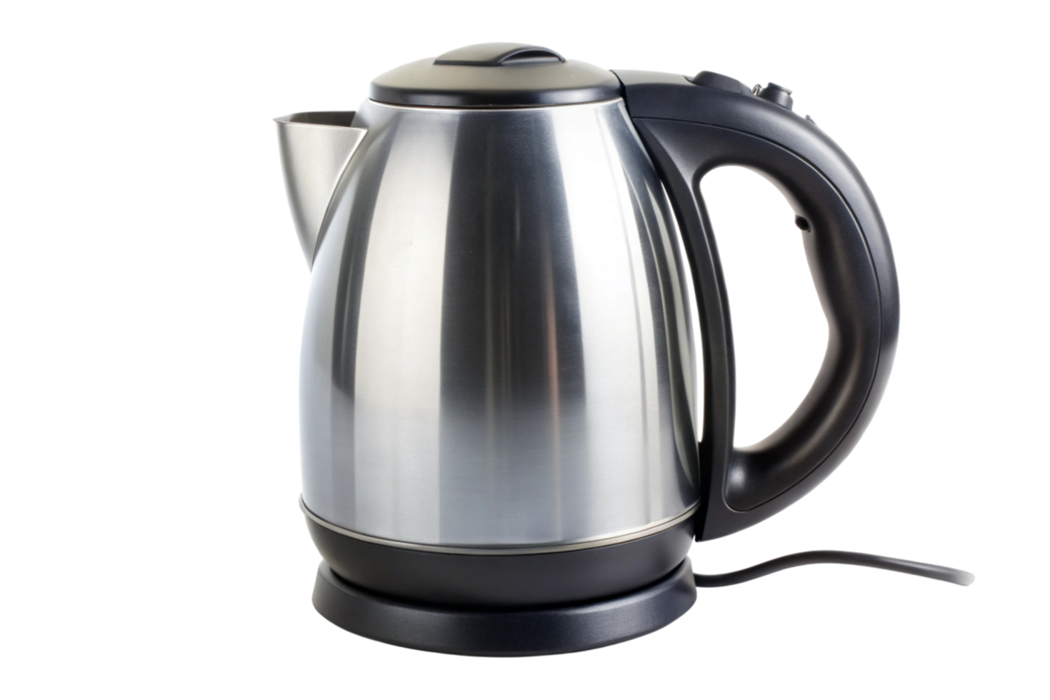 Stylish and efficient electric kettle made of polished stainless steel, perfect for boiling water quickly and safely at home or office png