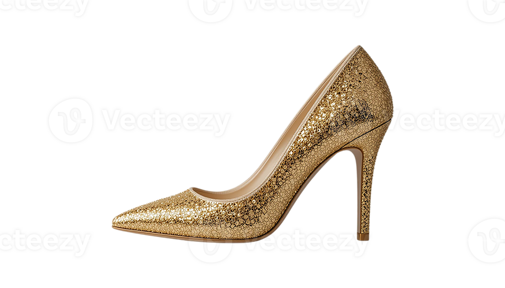 Gold Glitter High Heel Shoe. png