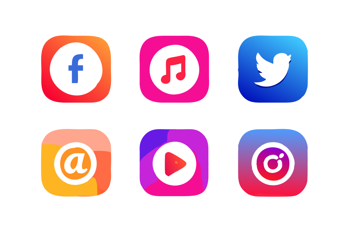 Social media icons showcase digital environment graphic design modern aesthetic vibrant colors png