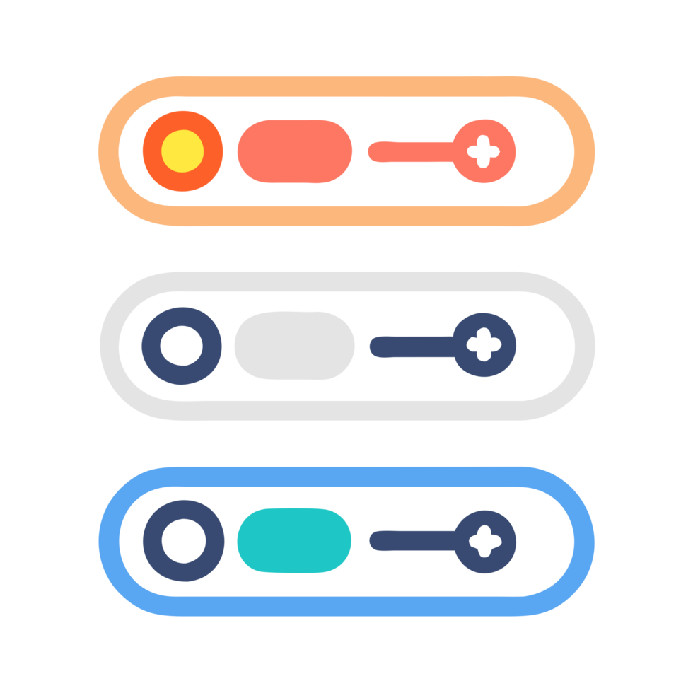 Interactive icon set featuring sliders and hamburger menus for modern ui design digital environment user experience focus png
