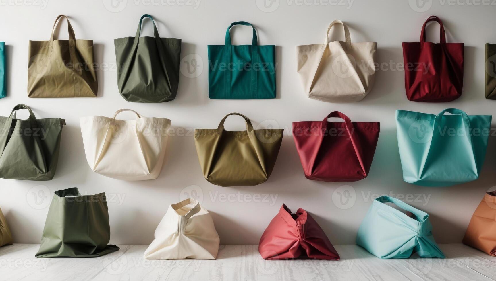 Replacing single-use plastic with reusable shopping bags, fostering environmentally friendly and sustainable practices photo