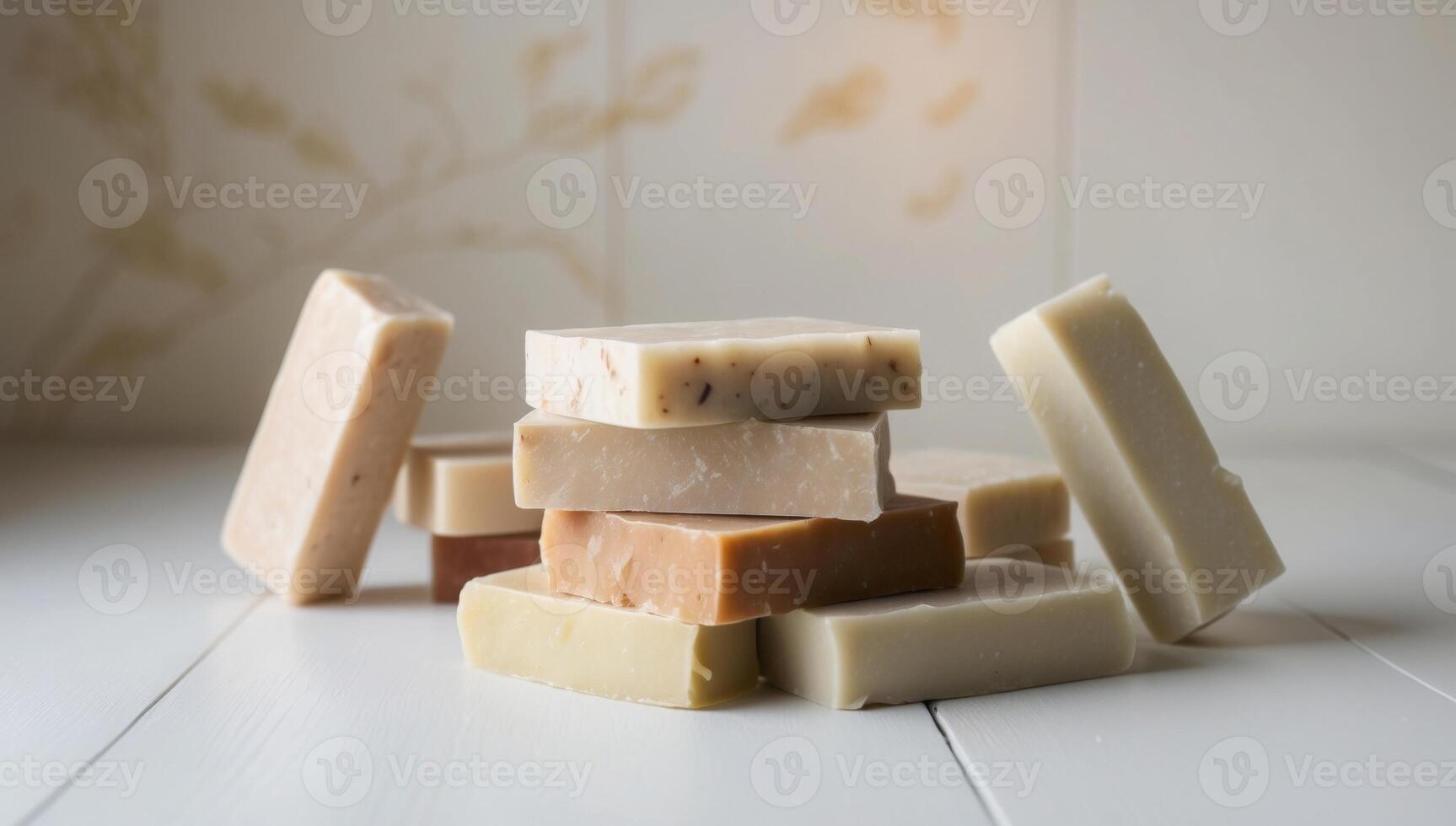DIY soap bars made from natural ingredients, varied color palette, handmade photo