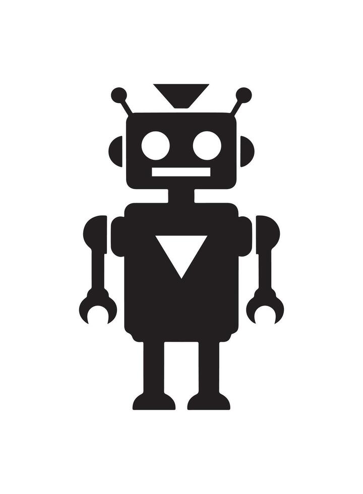 Robot icon flat design. humanoid robot, technology icon, AI symbol, illustration. vector