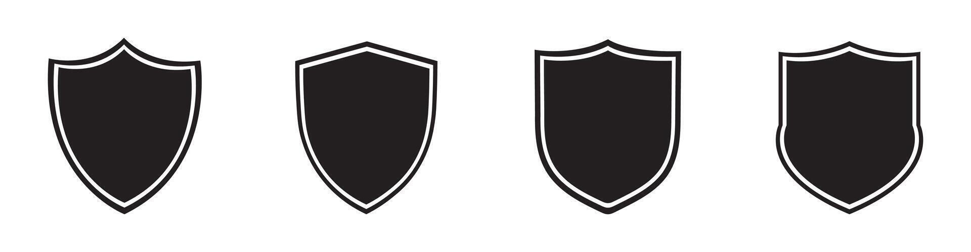 Heraldic shield icon set . Black knight award contours and linear sign. Shield icon collection vector