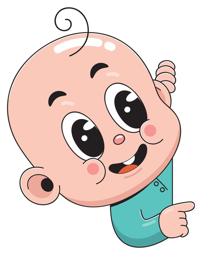 Cartoon baby pointing at something vector