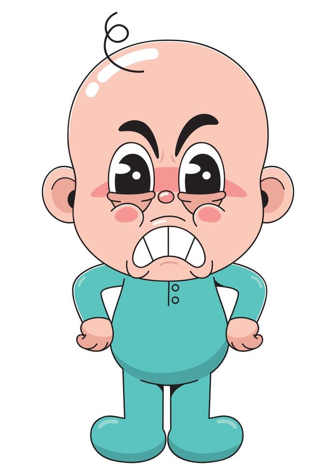 Cartoon baby with angry expression vector