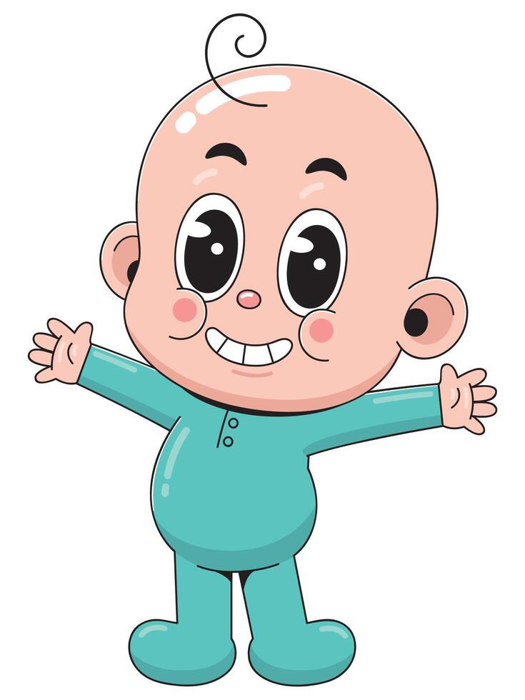Cartoon baby boy with big eyes and arms outstretched vector