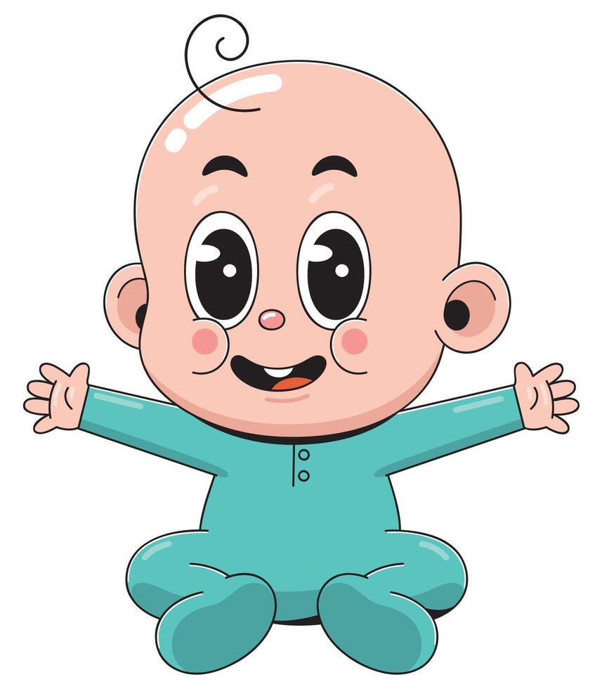 Cartoon baby sitting on the floor with arms outstretched vector
