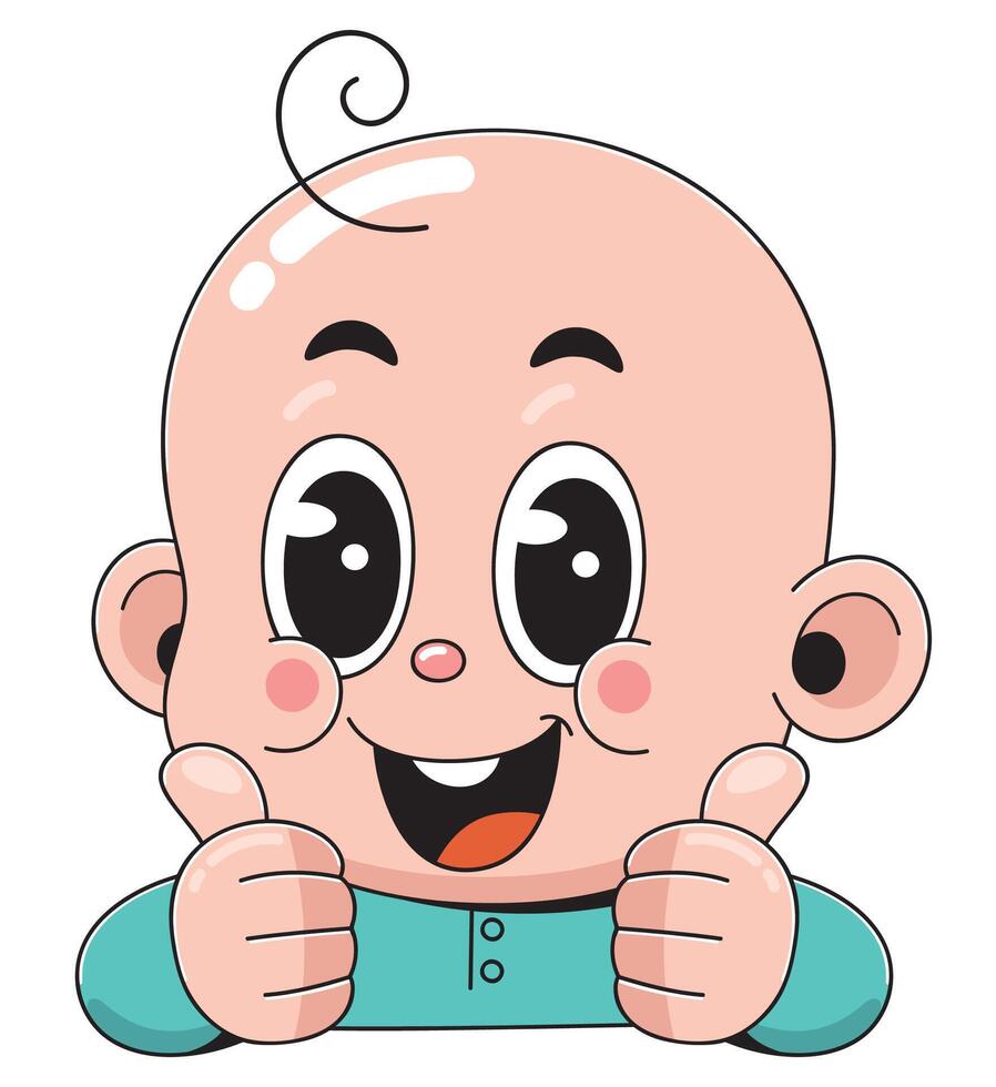 Cartoon baby with give thumbs up vector