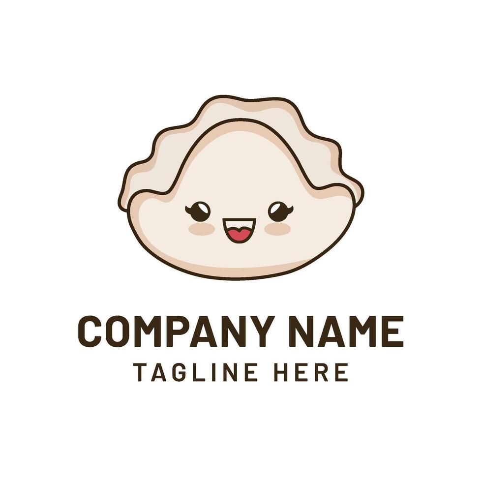 cute dumpling logo design with cartoon face expression vector