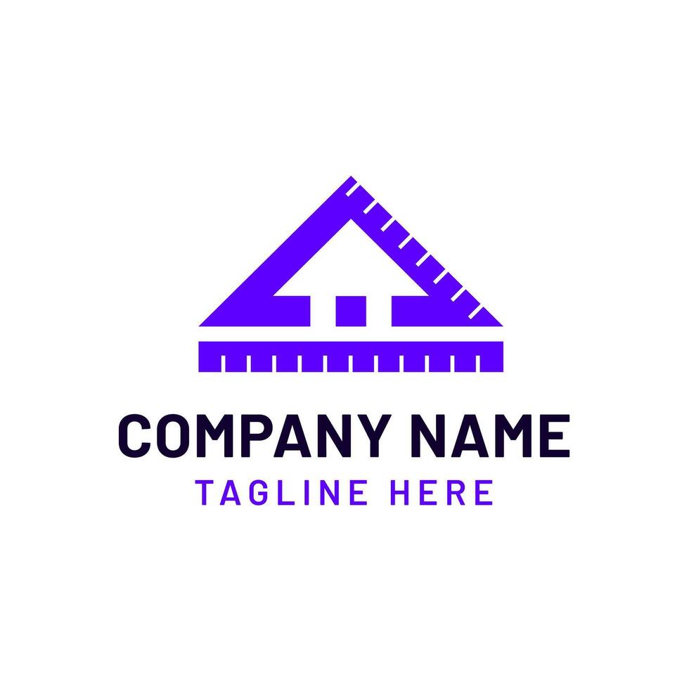 Architecture logo design with a triangle shape and house in negative space vector