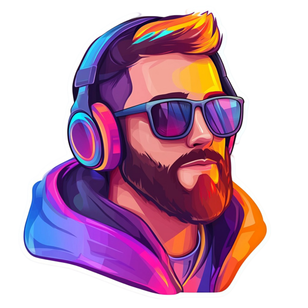 Man with Headphones and Sunglasses png