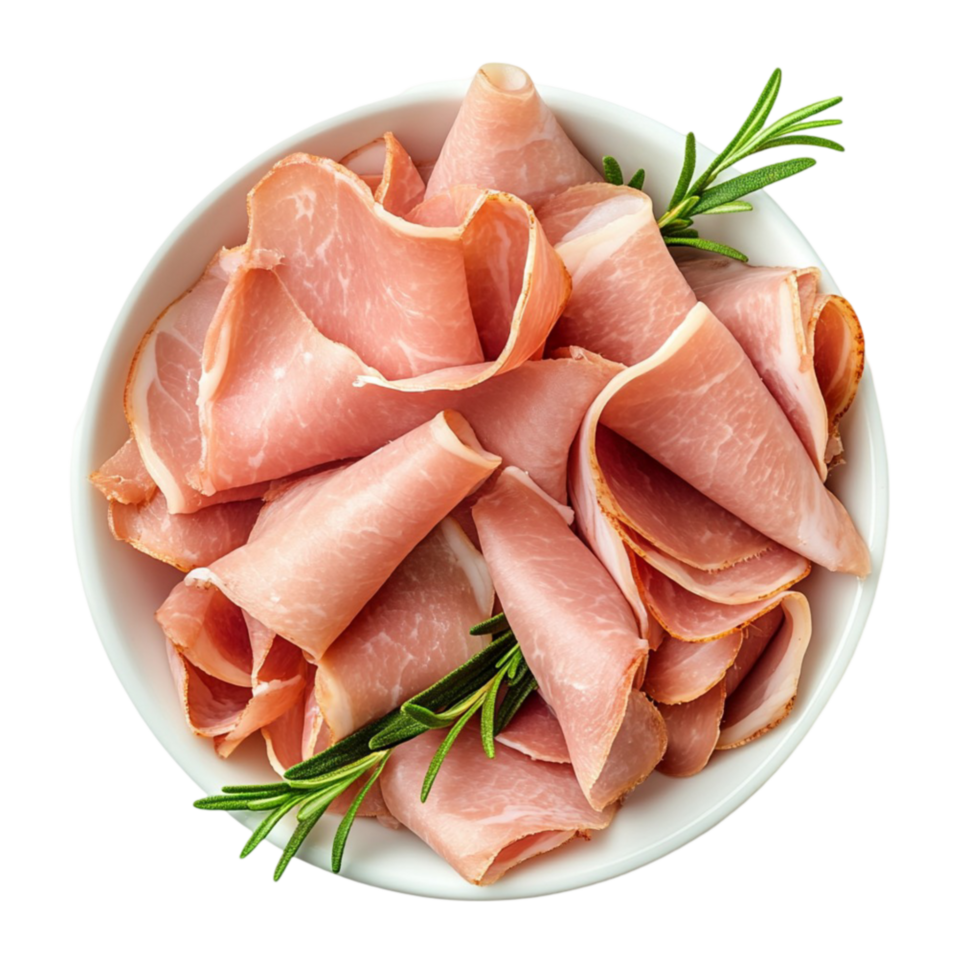 Ham Slices in a Bowl with Rosemary png