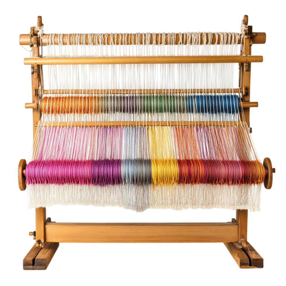 Wooden Loom with Colorful Threads png