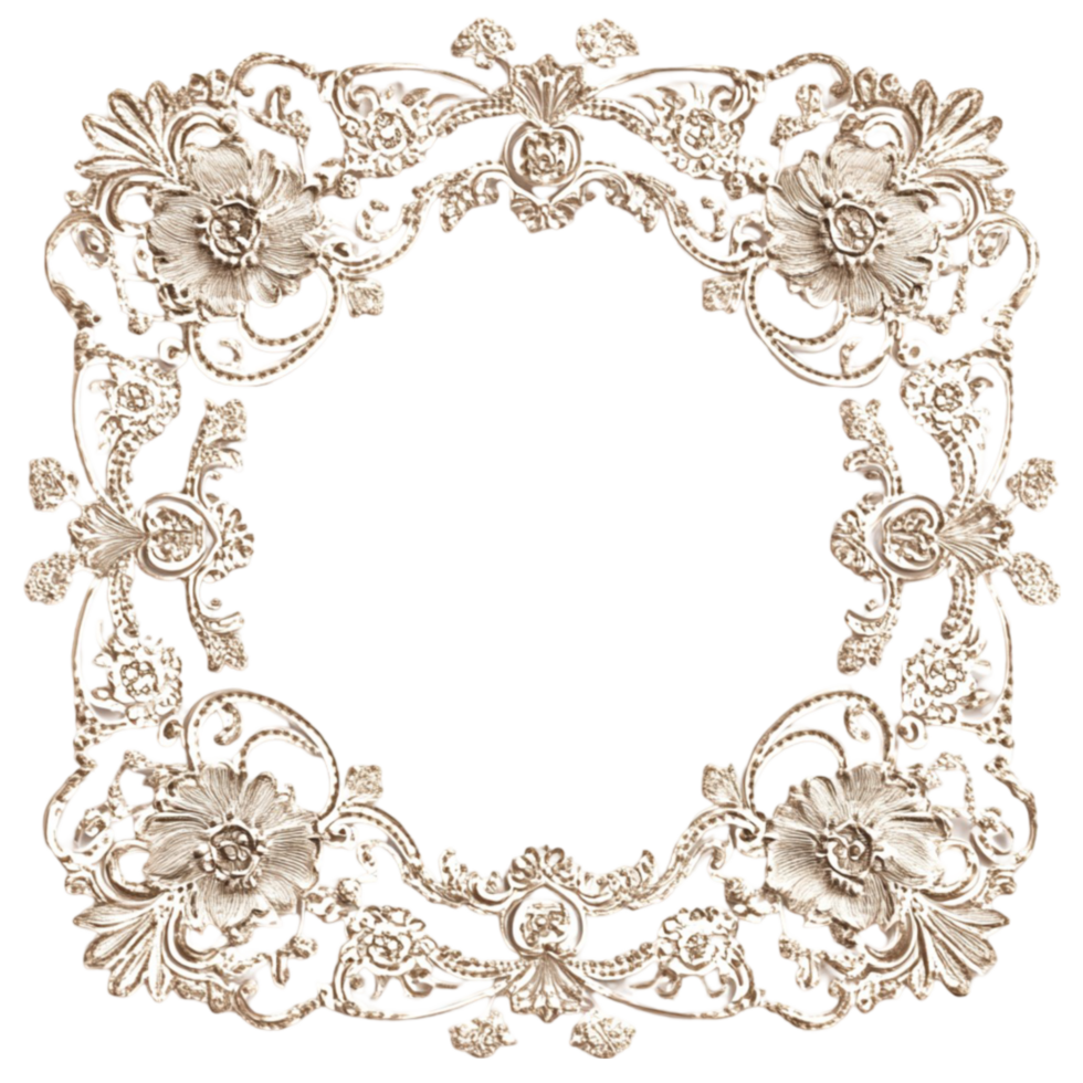 Decorative Frame with Flowers and Leaves png