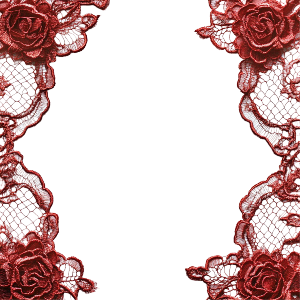 Red Lace and Roses on Transparent Background png
